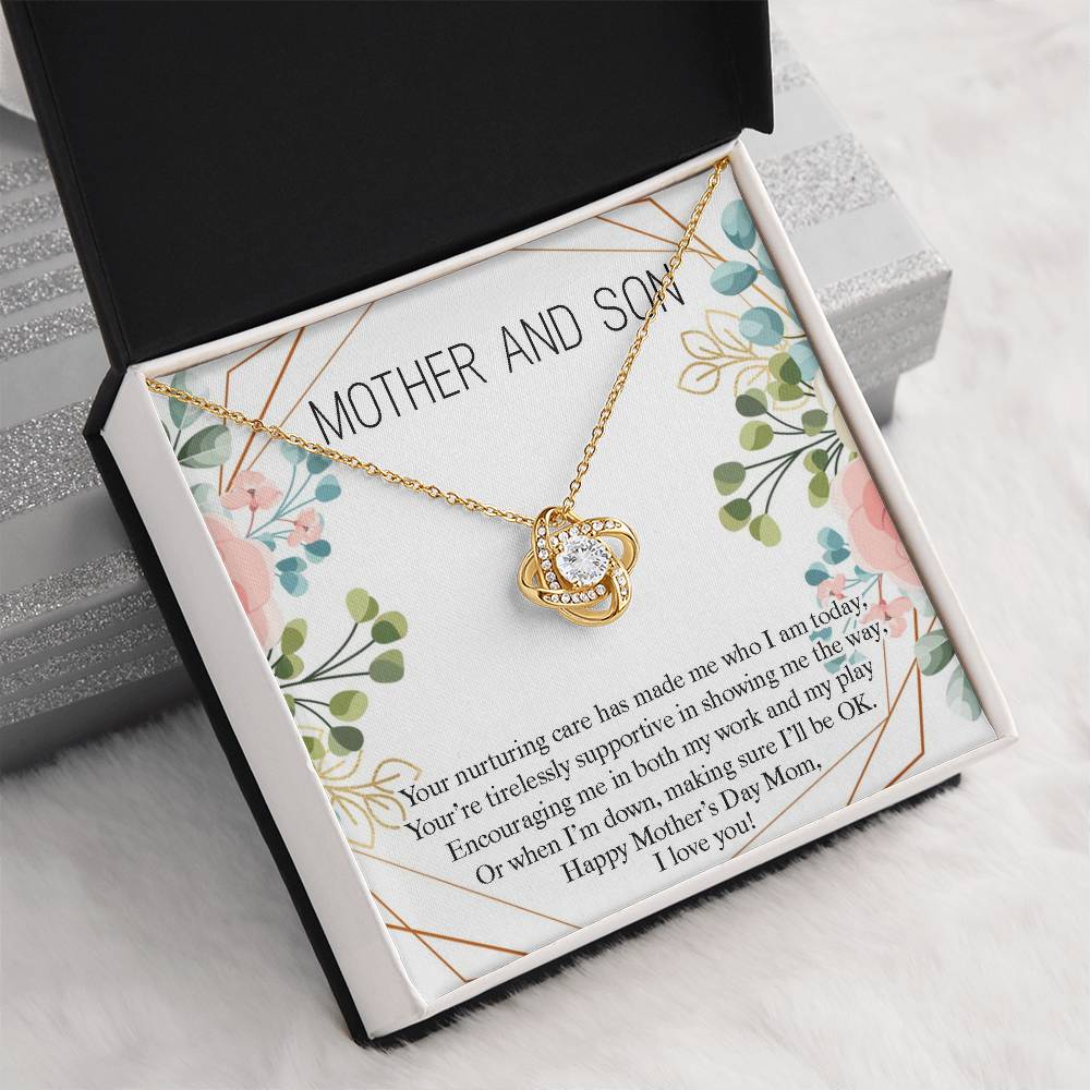 Mother and Son Necklace Gift, Happy Mother's Day Mom Gift From Son, Cute Gift for Mom, Mother Love Knot Necklace, Mother's Day Jewelry