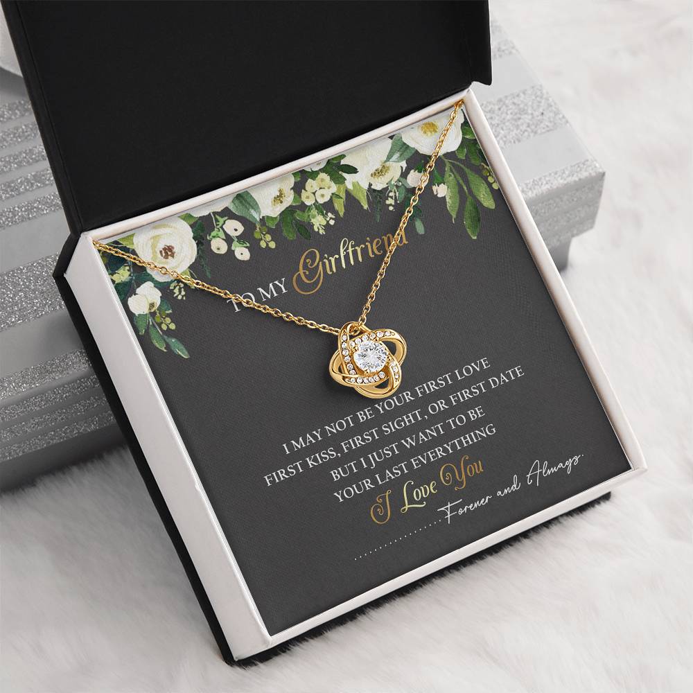 To My Girlfriend I Love You Love Knot Necklace Valentine Message Card Gift