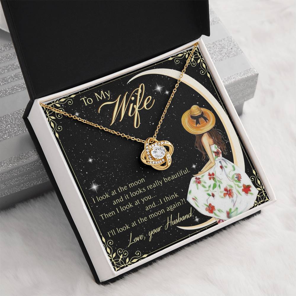 To My Beautiful Wife Love Knot Necklace Mother's Day Message Card