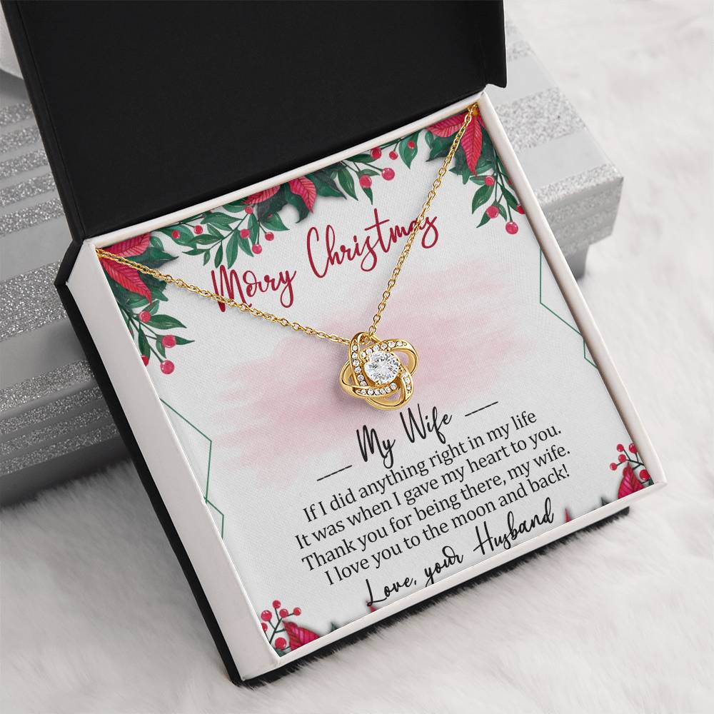 Merry Christmas My Wife Love Knot Necklace Message Card