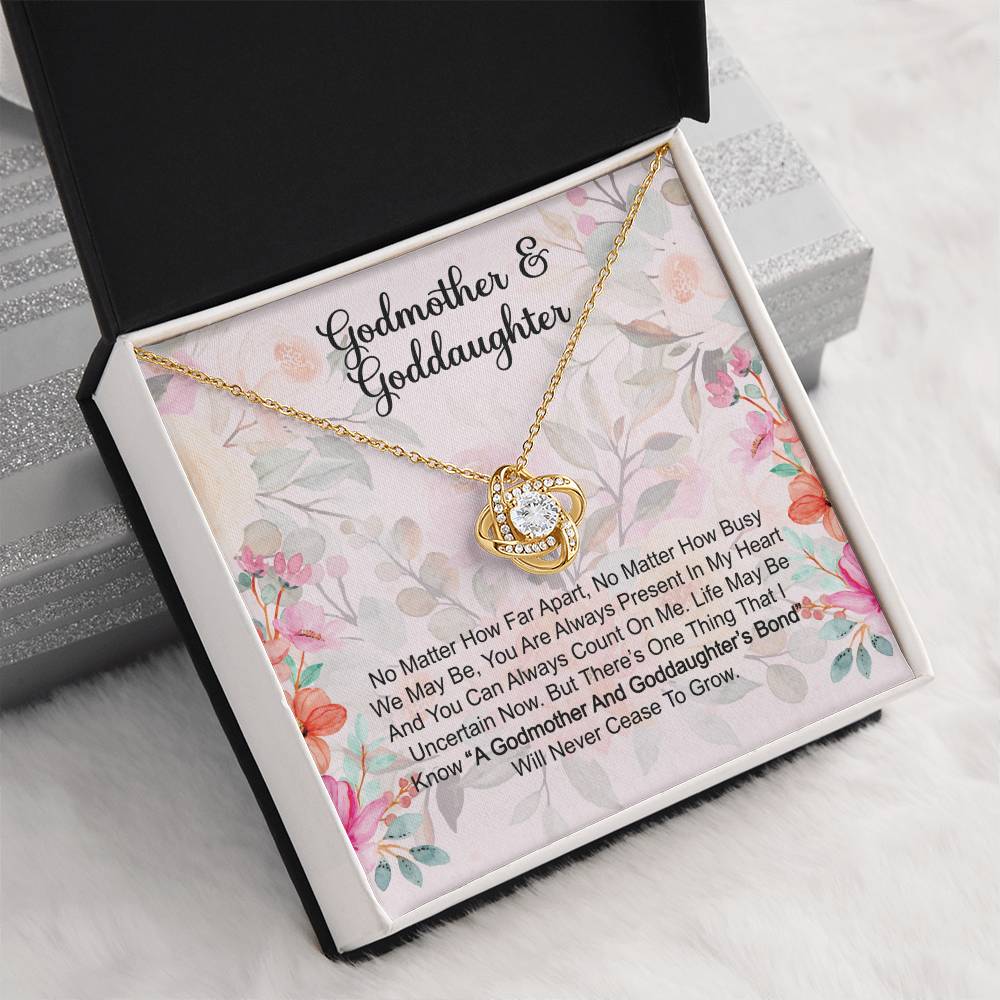 Godmother & Goddaughter Gift Love Knot Necklace: Baptism, Confirmation, Graduation, Holiday, Birthday Gift