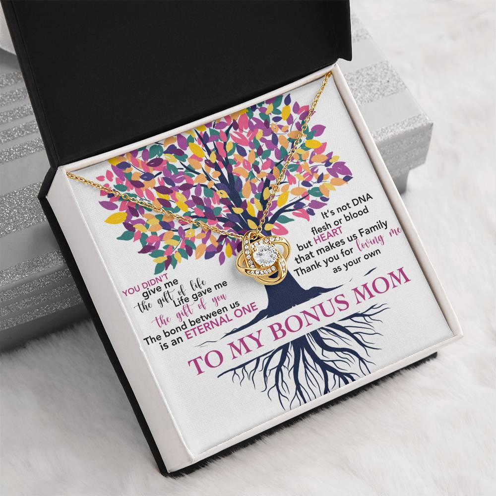Gift for Bonus Mom Thanks for Loving Me as Your Own - Silver Necklace Message Card