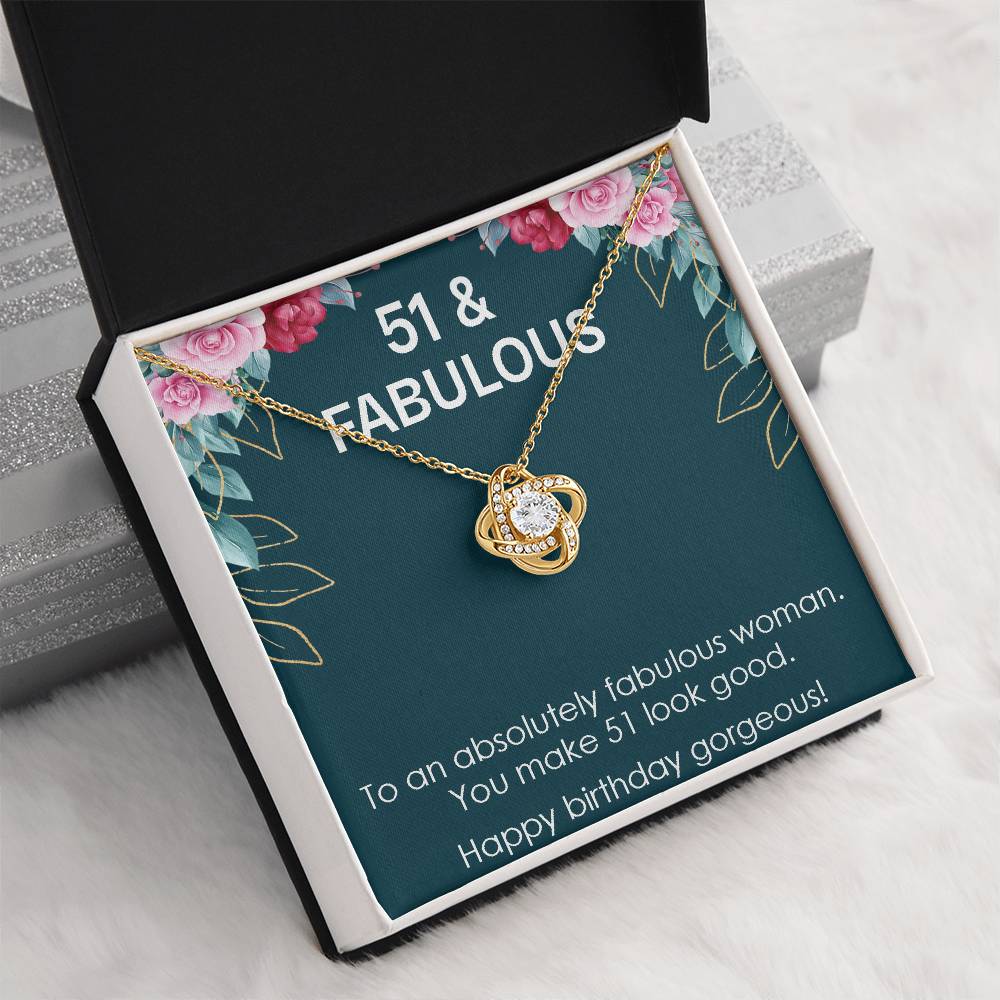 51st Birthday Gift for Womens, Turning 51 & Fabulous Necklace Gift, 51 Years Old Gift for Mom Wife, Love Knot Necklace