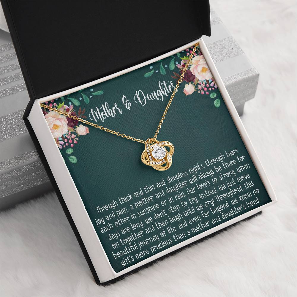 Mother & Daughter Necklace Gift, Mother's Day Gifts for Mom From Daughter, Mom Love Knot Necklace, Birthday Christmas Present