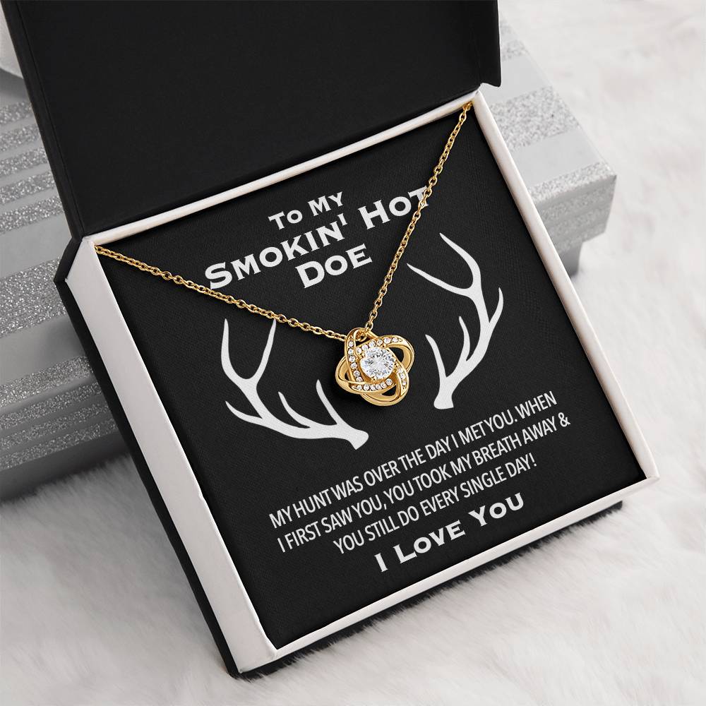 To My Smokin' Hot Doe Knotted Love Necklace | Hunter Gifts, Hunting Gifts for Women, Hunting Christmas Gift, Hunting Gift From Husband, to My Soulmate Smokin Hot, Wife Necklace, Anniversary Gift, Wife Gift, Necklace Gifts, Card Gift, Necklace for Daughter