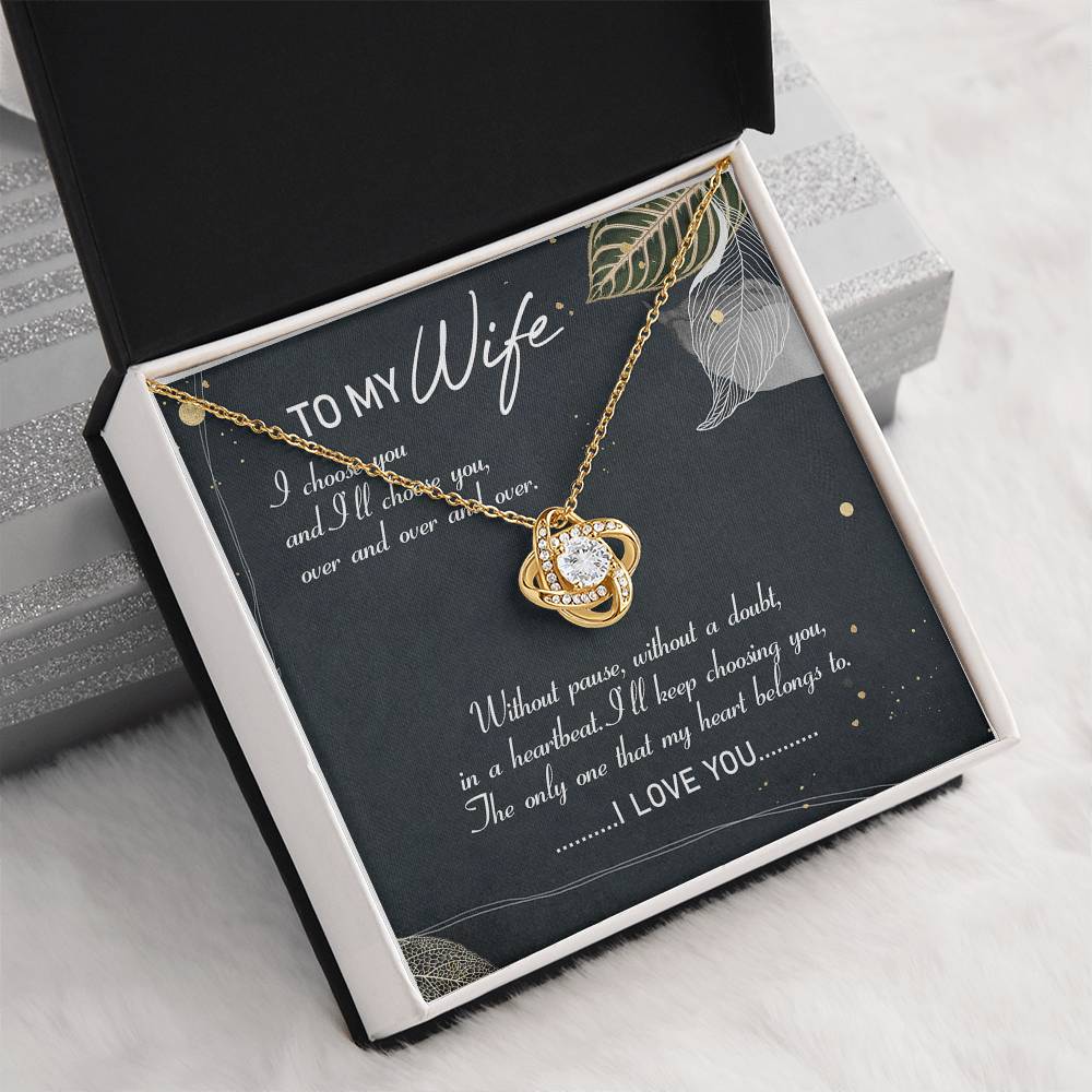To My Wife My Heart Belong to You Love Knot Necklace Message Card From Husband
