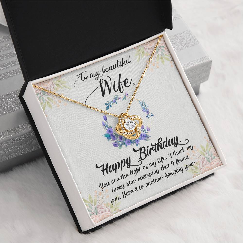 To My Beautiful Wife - Happy Birthday - Love Knot Necklace
