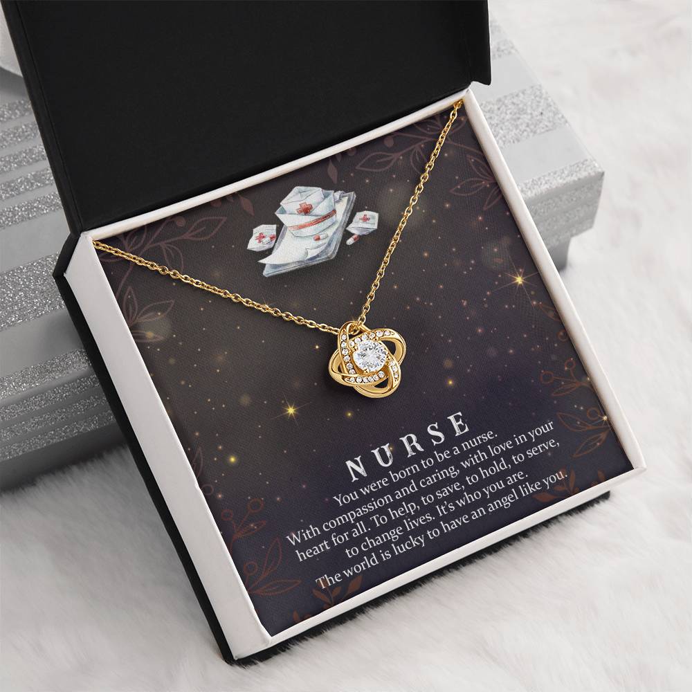 To My Nurse - Born to Be a Nurse - Love Knot Necklace
