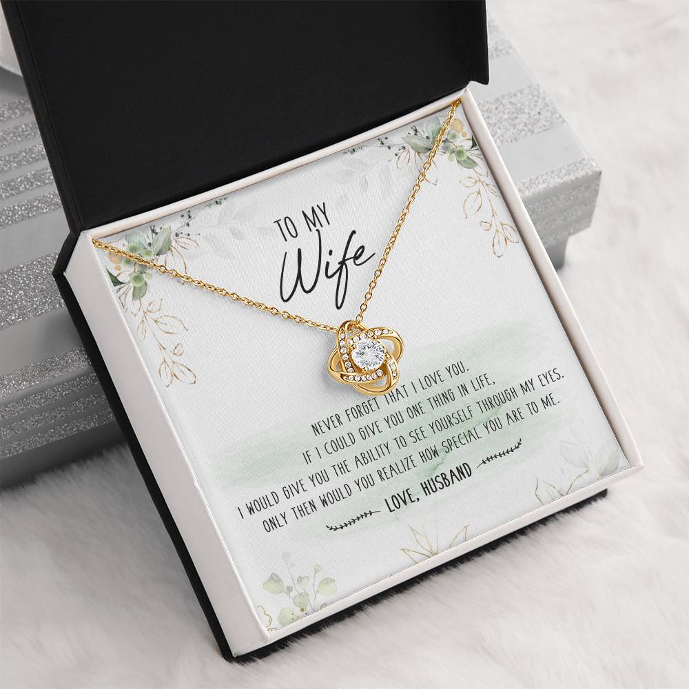 To My Special Wife Love Knot Necklace Mother's Day Message Card From Husband