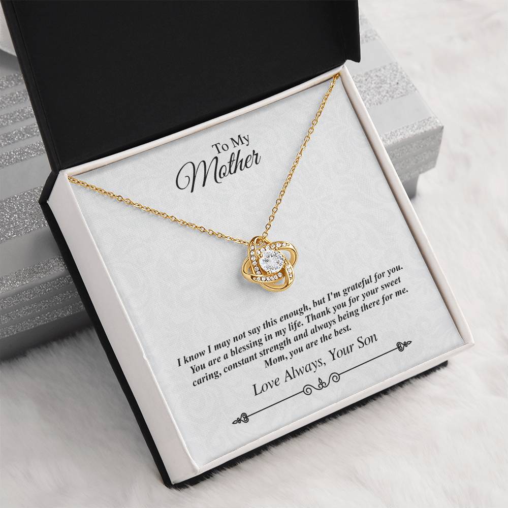 'To My Mother' Jeweled Knot Necklace - I'm Grateful for You, You Are the Best