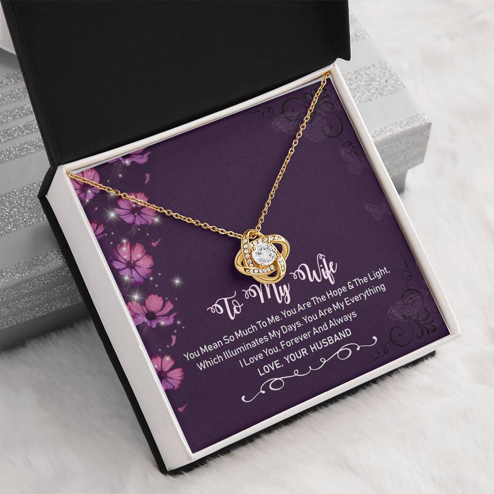 To My Wife Violet Love Knot Necklace Mother's Day Message Card
