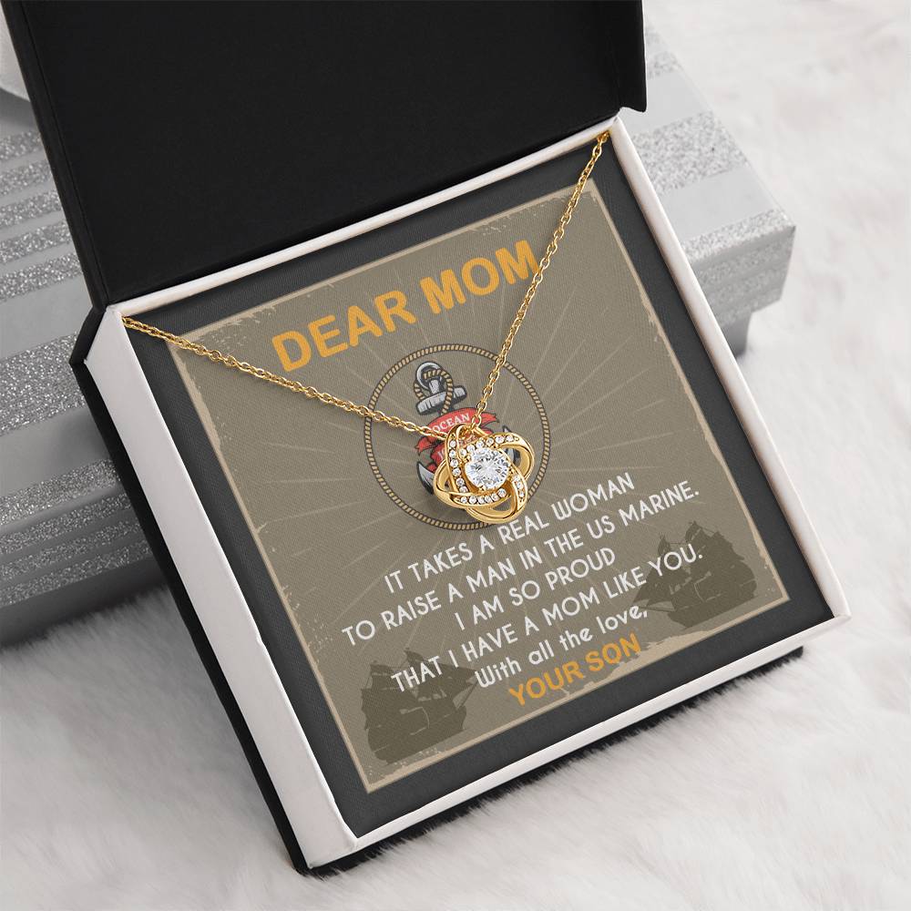 Marine Mom Gift - I Am So Proud Having Mom Like You - the Love Knot Necklace
