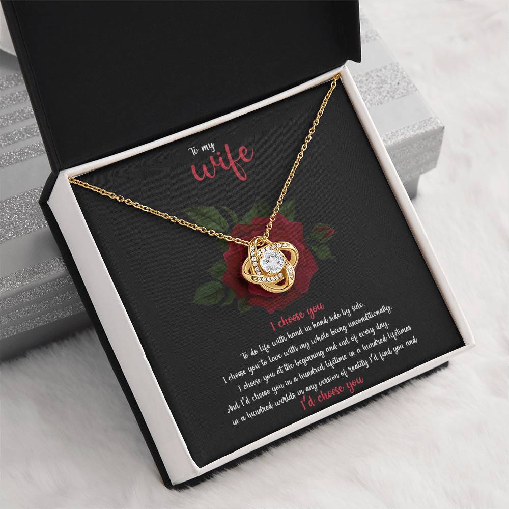 To My Wife Love Knot Necklace, Wife Gift From Husband, Anniversary Gift