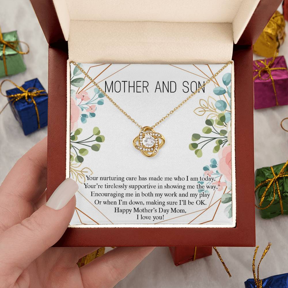 Mother and Son Necklace Gift, Happy Mother's Day Mom Gift From Son, Cute Gift for Mom, Mother Love Knot Necklace, Mother's Day Jewelry
