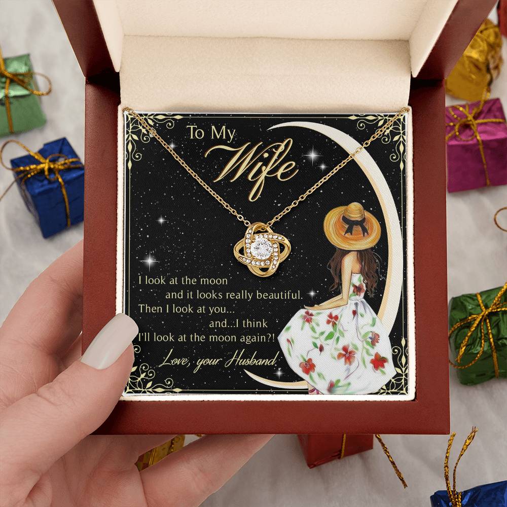 To My Beautiful Wife Love Knot Necklace Mother's Day Message Card