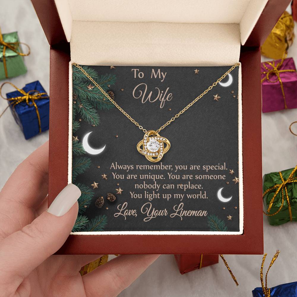 For Wife - From Lineman - You Light Up My World Necklace
