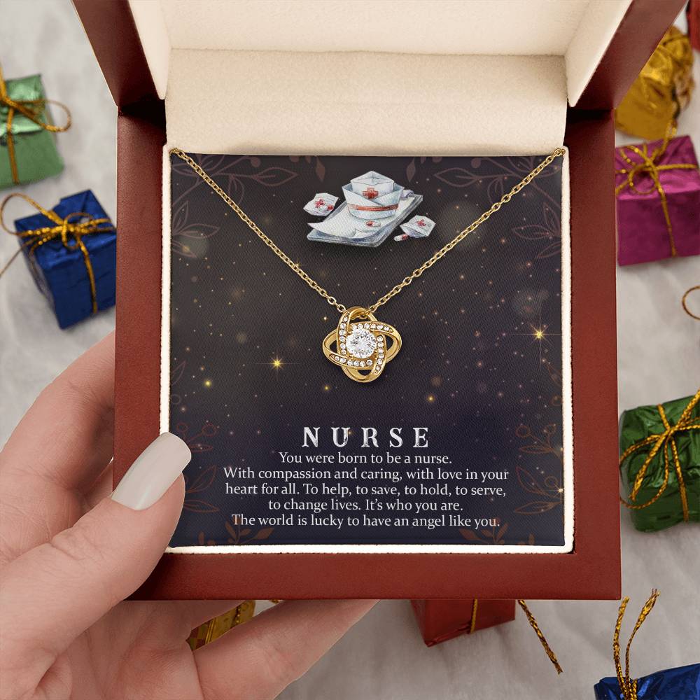 To My Nurse - Born to Be a Nurse - Love Knot Necklace