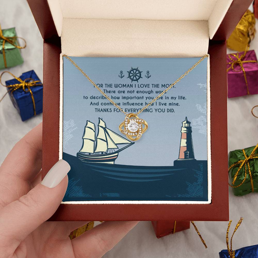 Marine Mom Gift - How Important You Are in My Life - the Love Knot Necklace