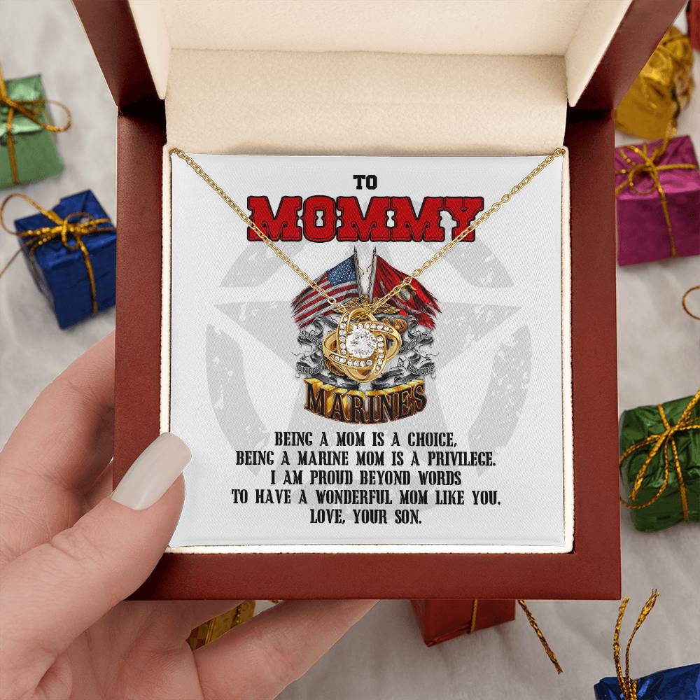 Marine Mom Gift - Wonderful Mom Like You - the Love Knot Necklace