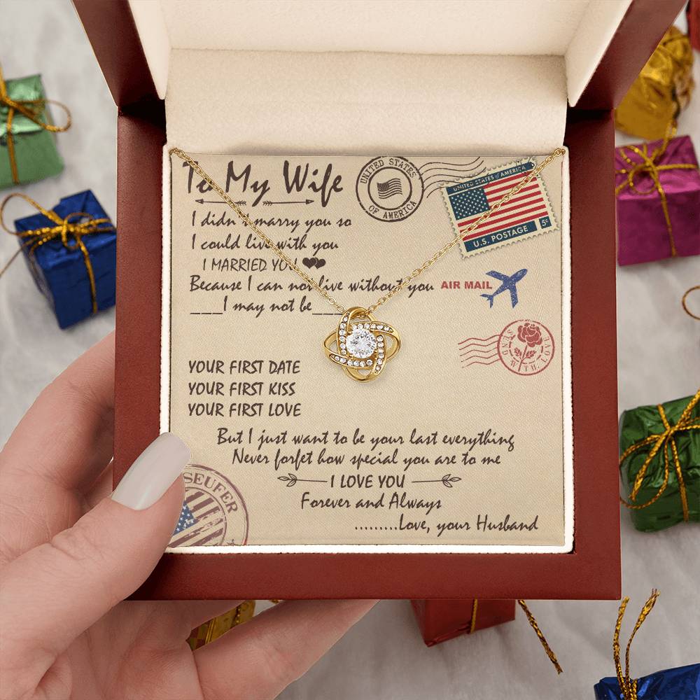 To My Wife Love Knot Necklace Message Card