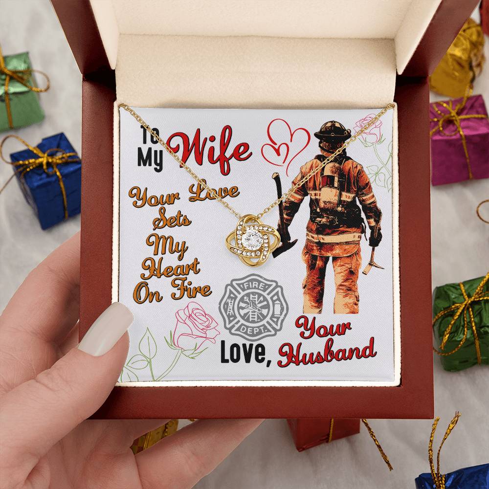 To My Firefighter Wife | Gift for Firefighter Wife Necklace | Thoughtful Gift for Fire Wife | Firefighter Gift Set, Fireman Love Pendant Jewelry - Mother's Day Gift for Firefighter Wife, to the World's Best Fire Wife Necklace, Fireman Gift Set