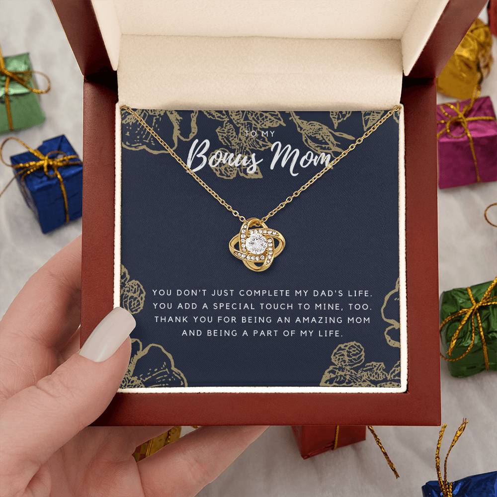 To My Bonus Mom Necklace - Dark Background