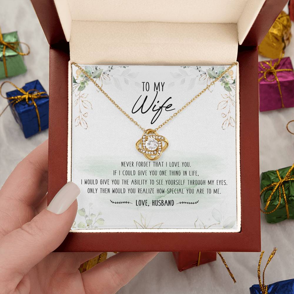 To My Special Wife Love Knot Necklace Mother's Day Message Card From Husband