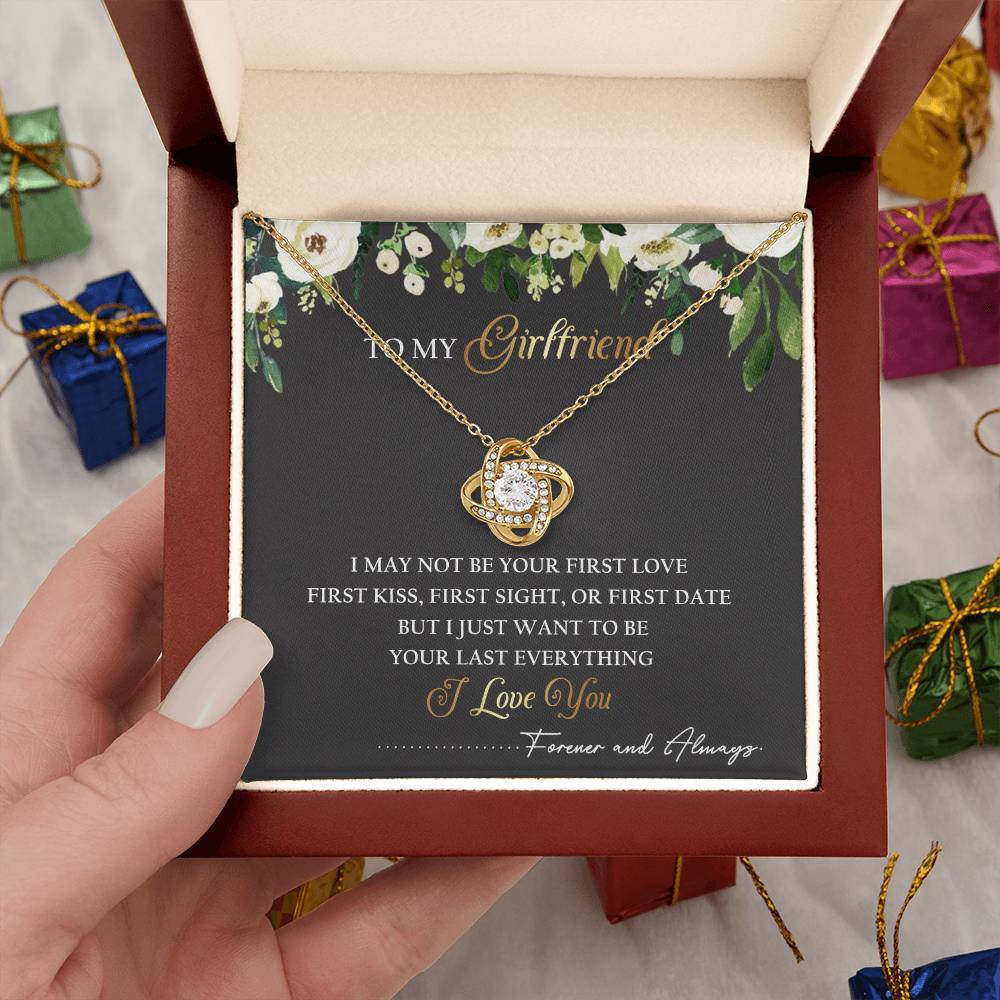 To My Girlfriend Love Knot Necklace Message Card