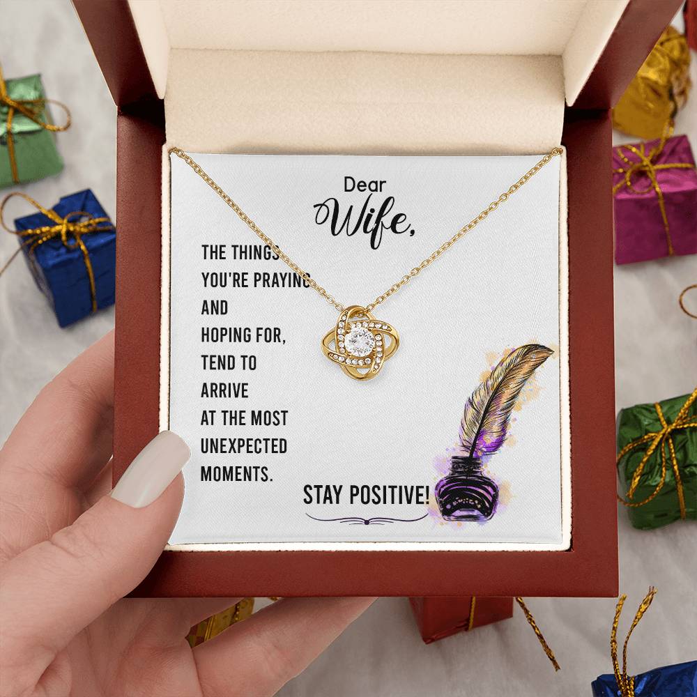 Dear Wife - the Things You're Praying and Hoping for - Love Knot Necklace