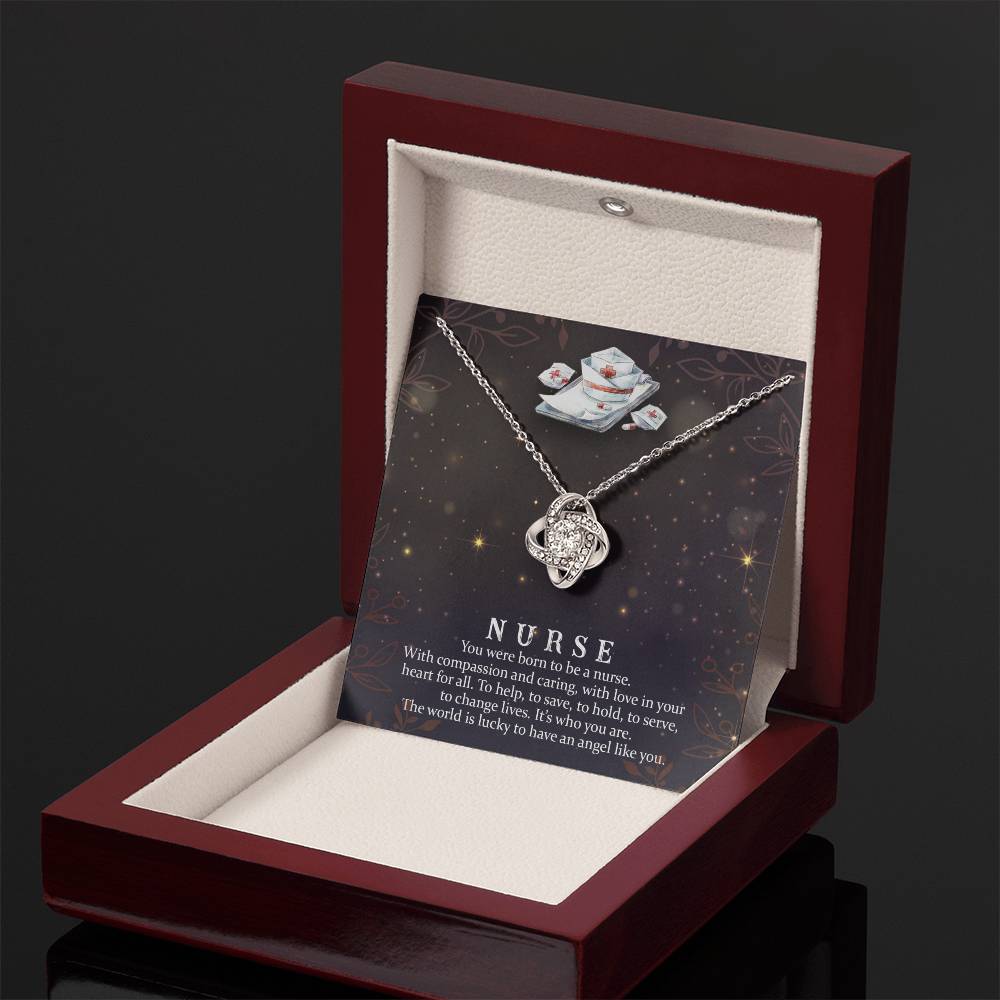 To My Nurse - Born to Be a Nurse - Love Knot Necklace