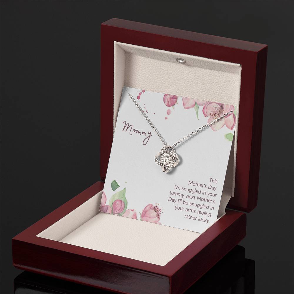 Mommy - This Mother's Day I'm Snuggledin Your Tummy - Love Knot Necklace
