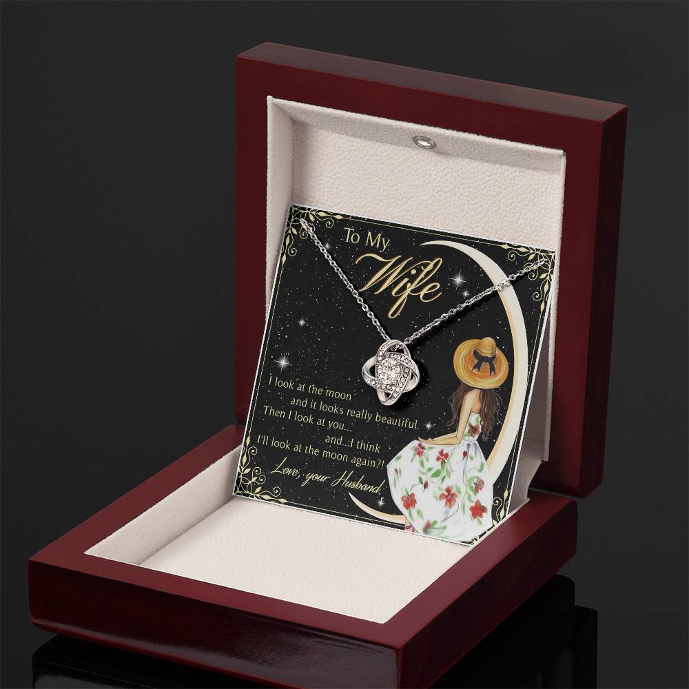 To My Beautiful Wife Love Knot Necklace Mother's Day Message Card