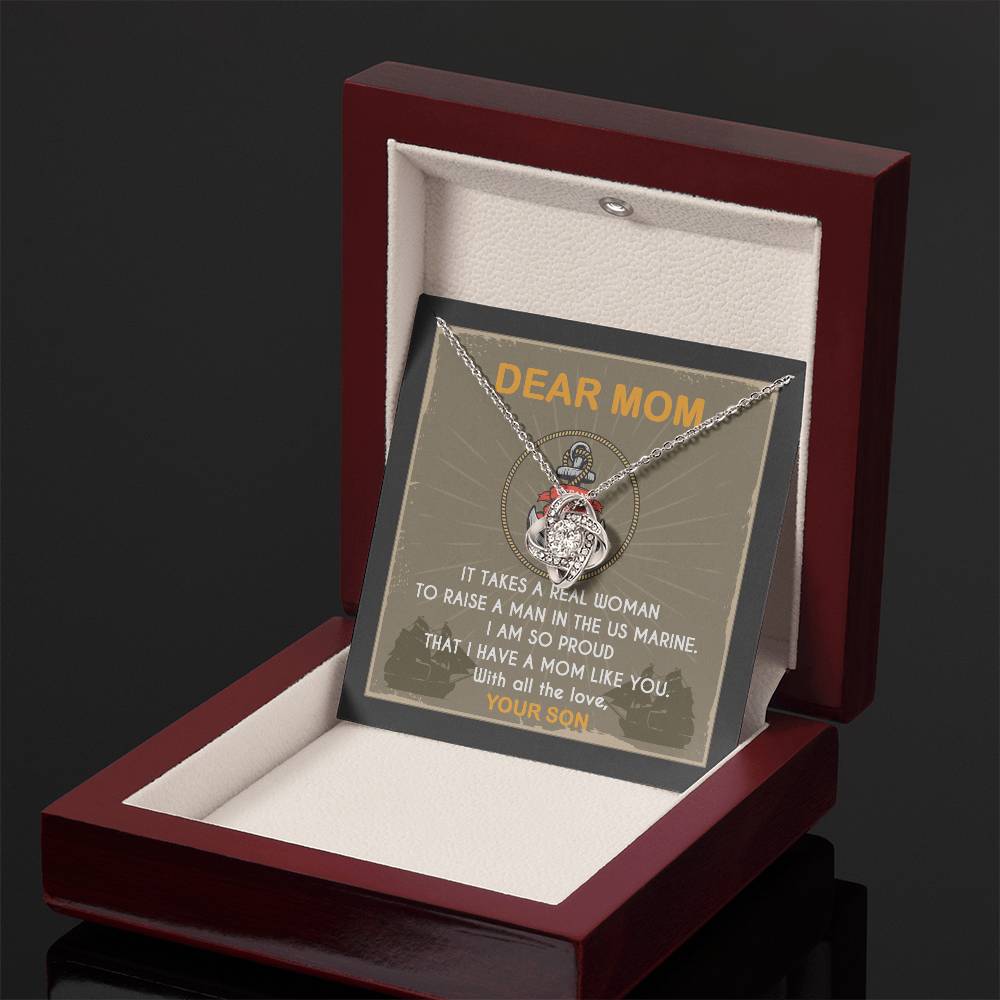 Marine Mom Gift - I Am So Proud Having Mom Like You - the Love Knot Necklace
