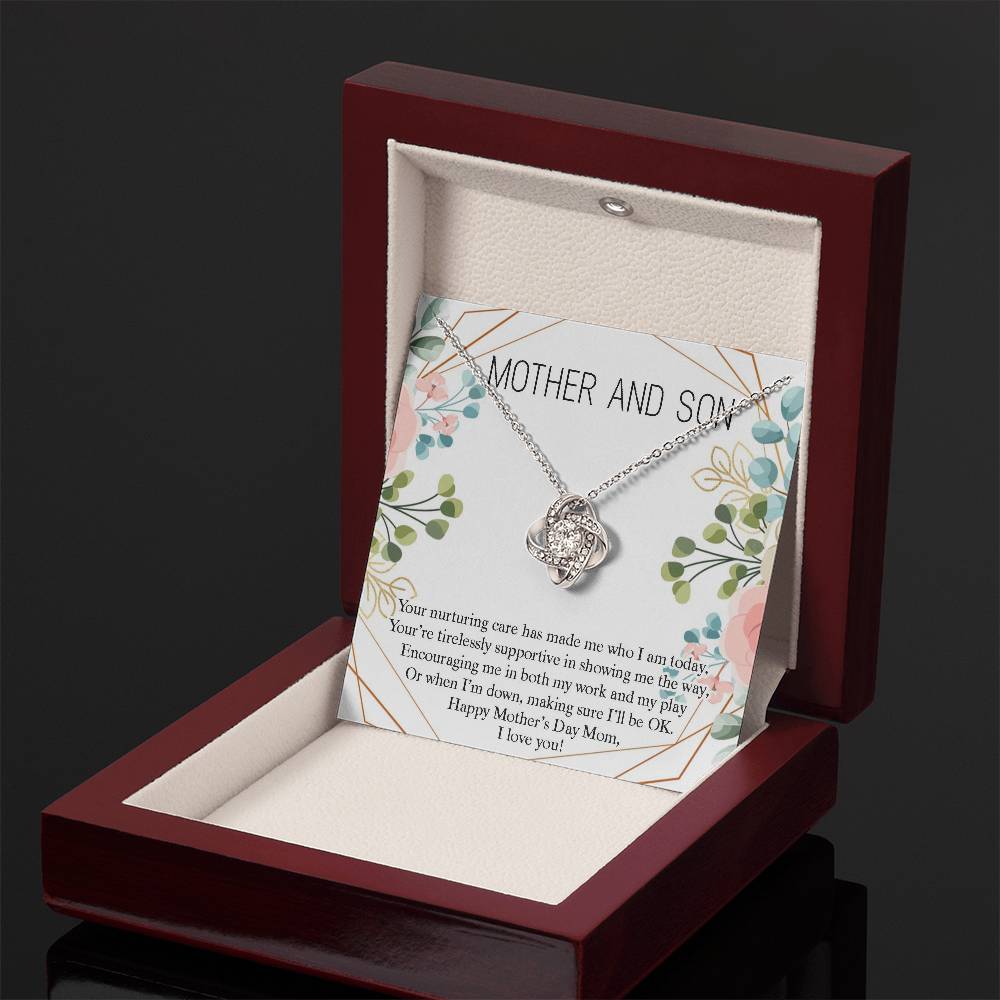 Mother and Son Necklace Gift, Happy Mother's Day Mom Gift From Son, Cute Gift for Mom, Mother Love Knot Necklace, Mother's Day Jewelry