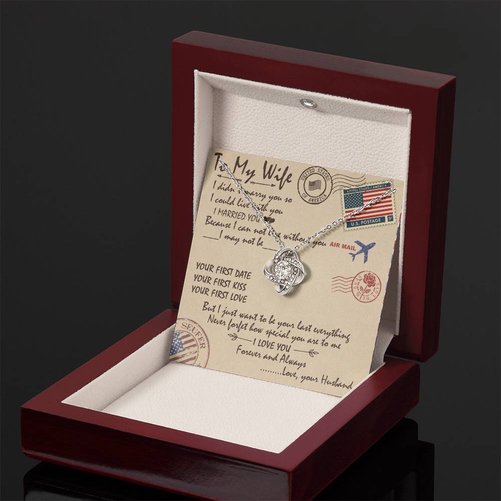 To My Wife Love Knot Necklace Message Card