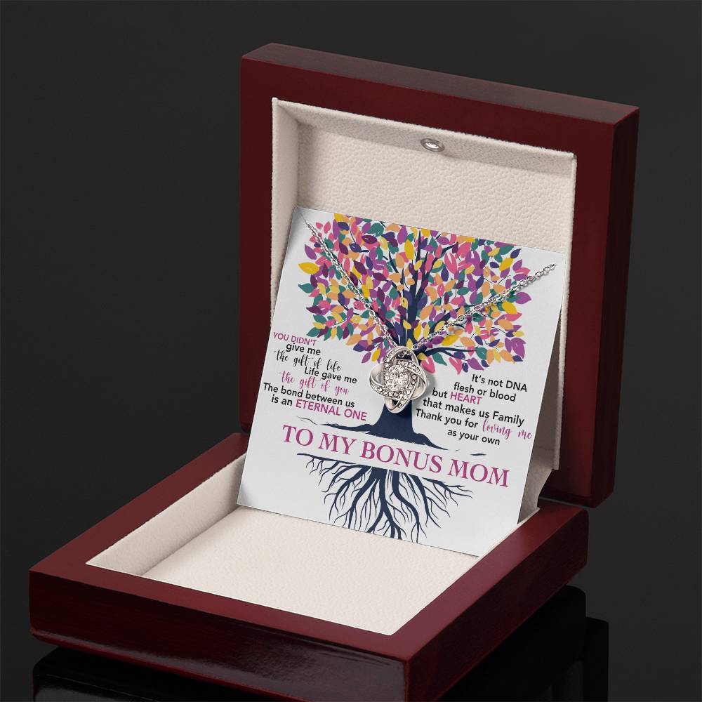 Gift for Bonus Mom Thanks for Loving Me as Your Own - Silver Necklace Message Card