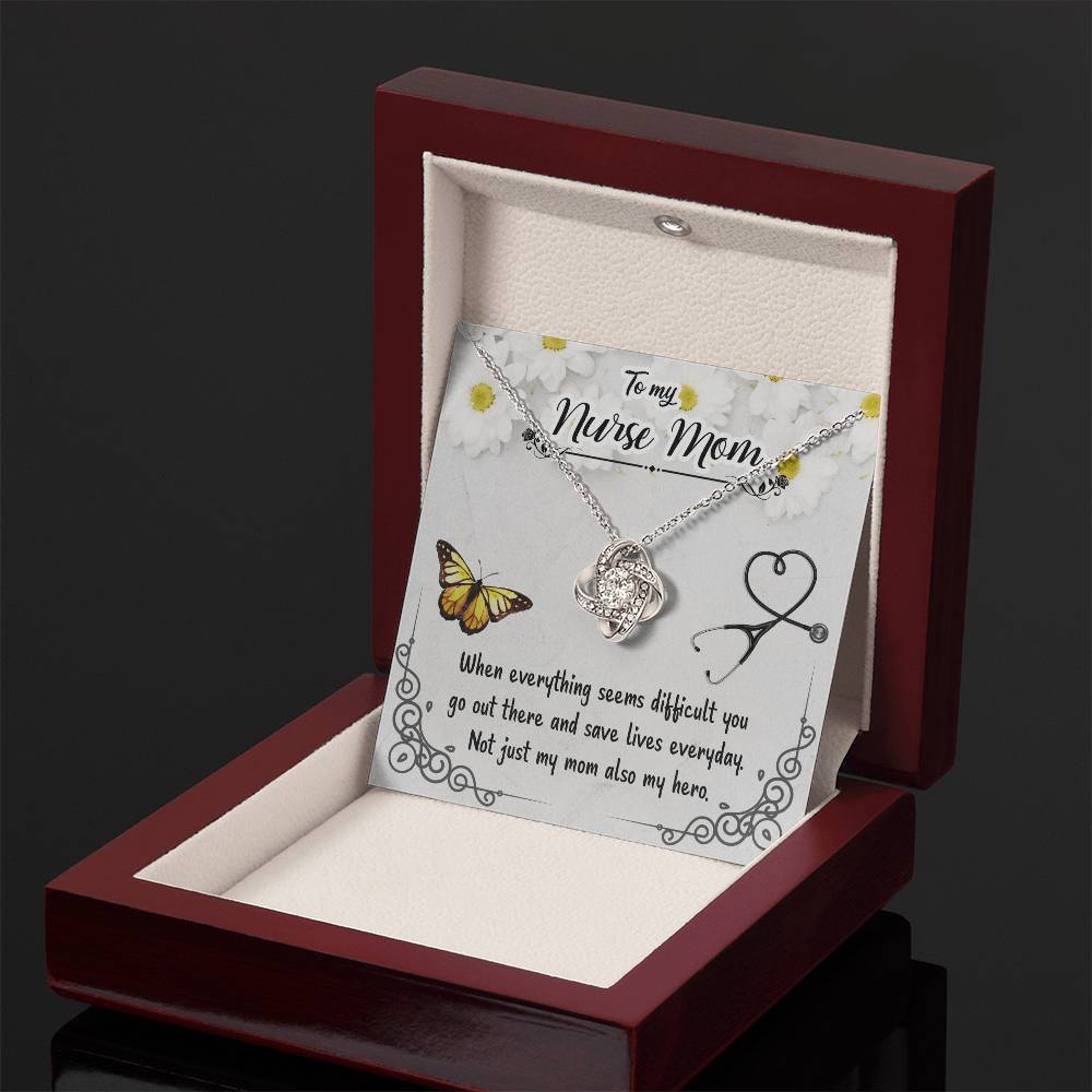 To My Nurse Mom - Not Just My Mom Also My Hero - Love Knot Necklace
