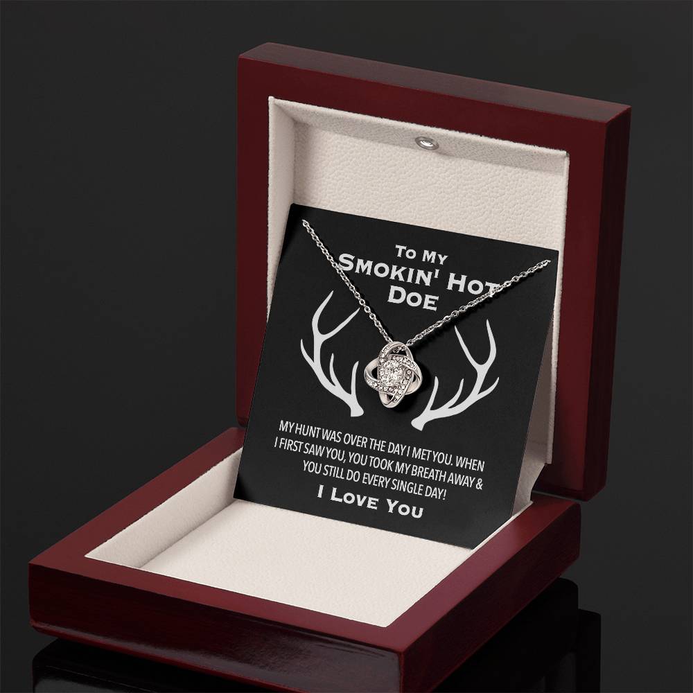 To My Smokin' Hot Doe Knotted Love Necklace | Hunter Gifts, Hunting Gifts for Women, Hunting Christmas Gift, Hunting Gift From Husband, to My Soulmate Smokin Hot, Wife Necklace, Anniversary Gift, Wife Gift, Necklace Gifts, Card Gift, Necklace for Daughter