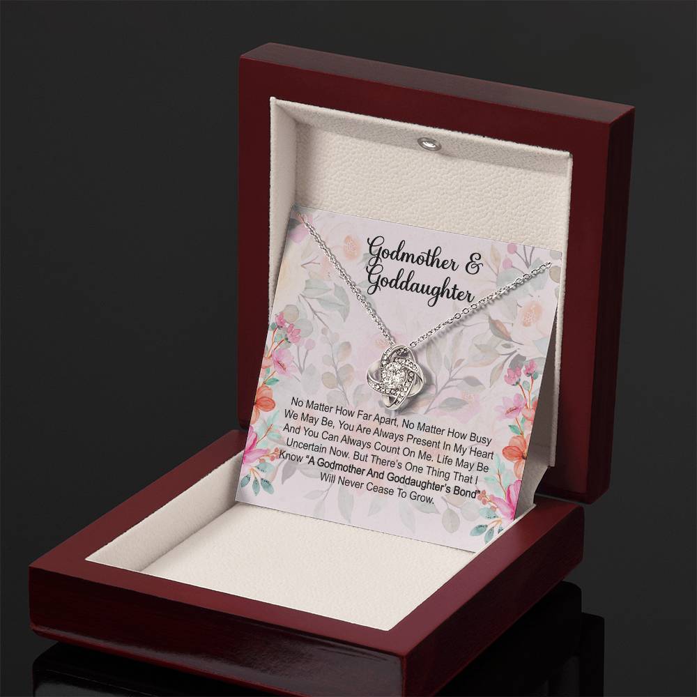 Godmother & Goddaughter Gift Love Knot Necklace: Baptism, Confirmation, Graduation, Holiday, Birthday Gift