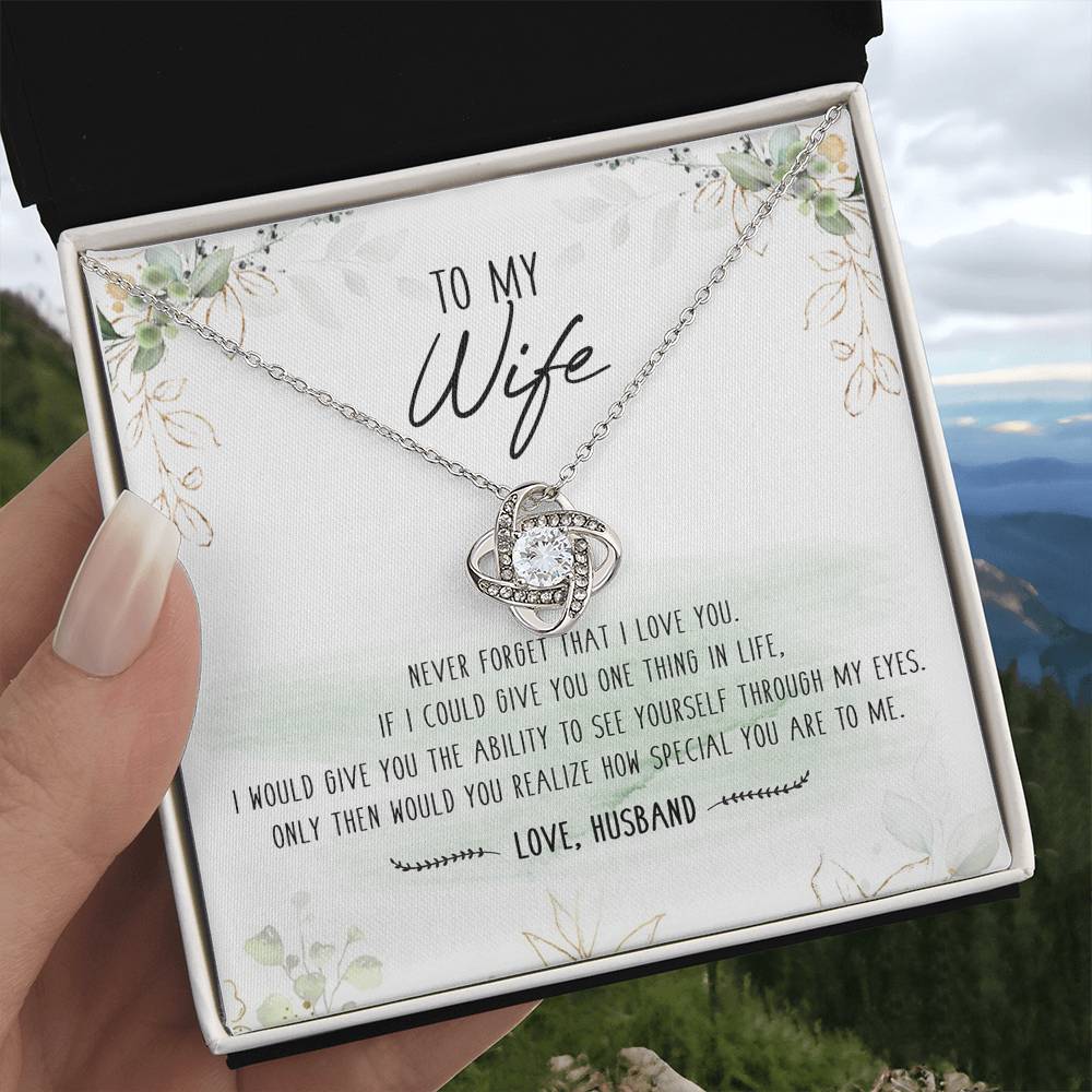 To My Special Wife Love Knot Necklace Mother's Day Message Card From Husband