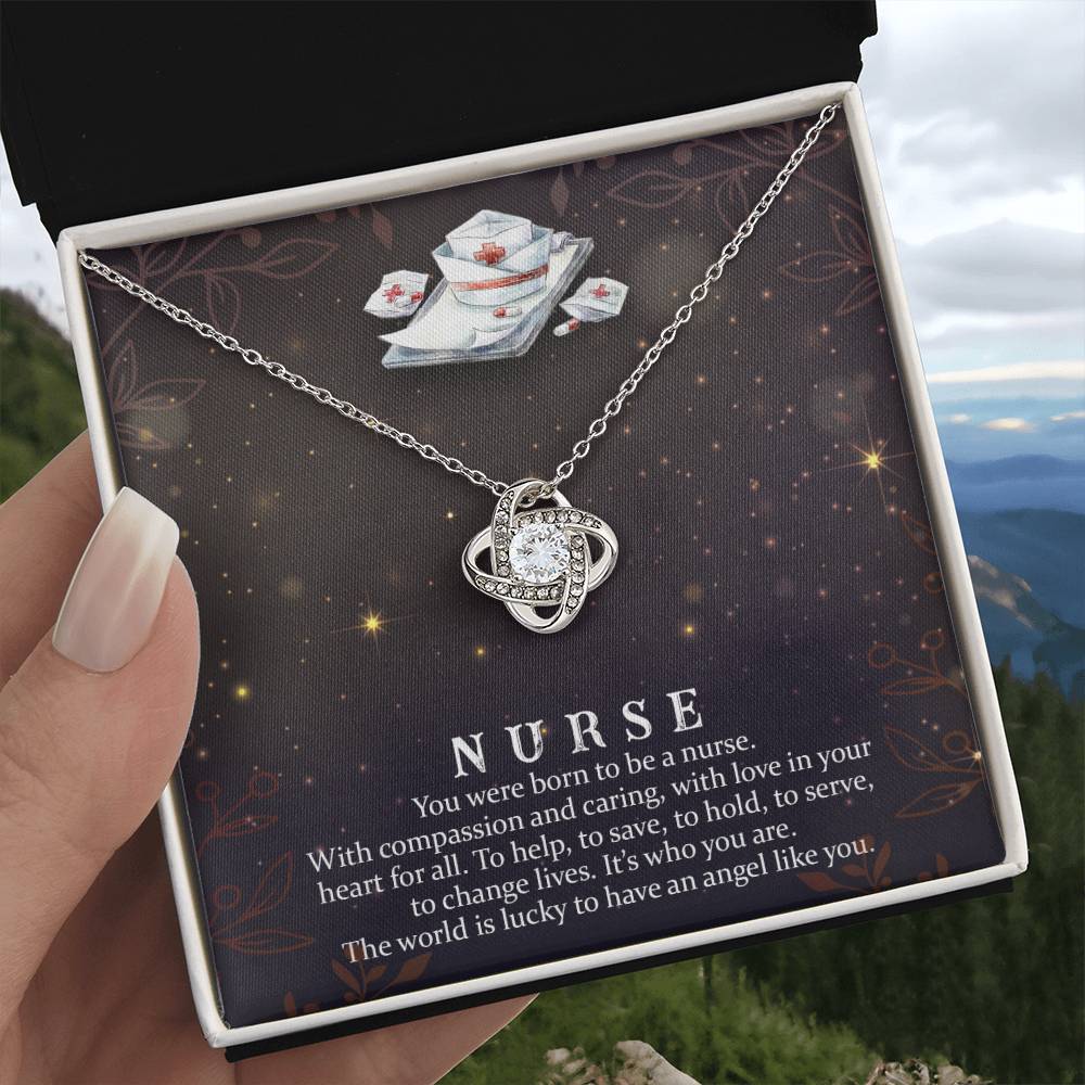 To My Nurse - Born to Be a Nurse - Love Knot Necklace