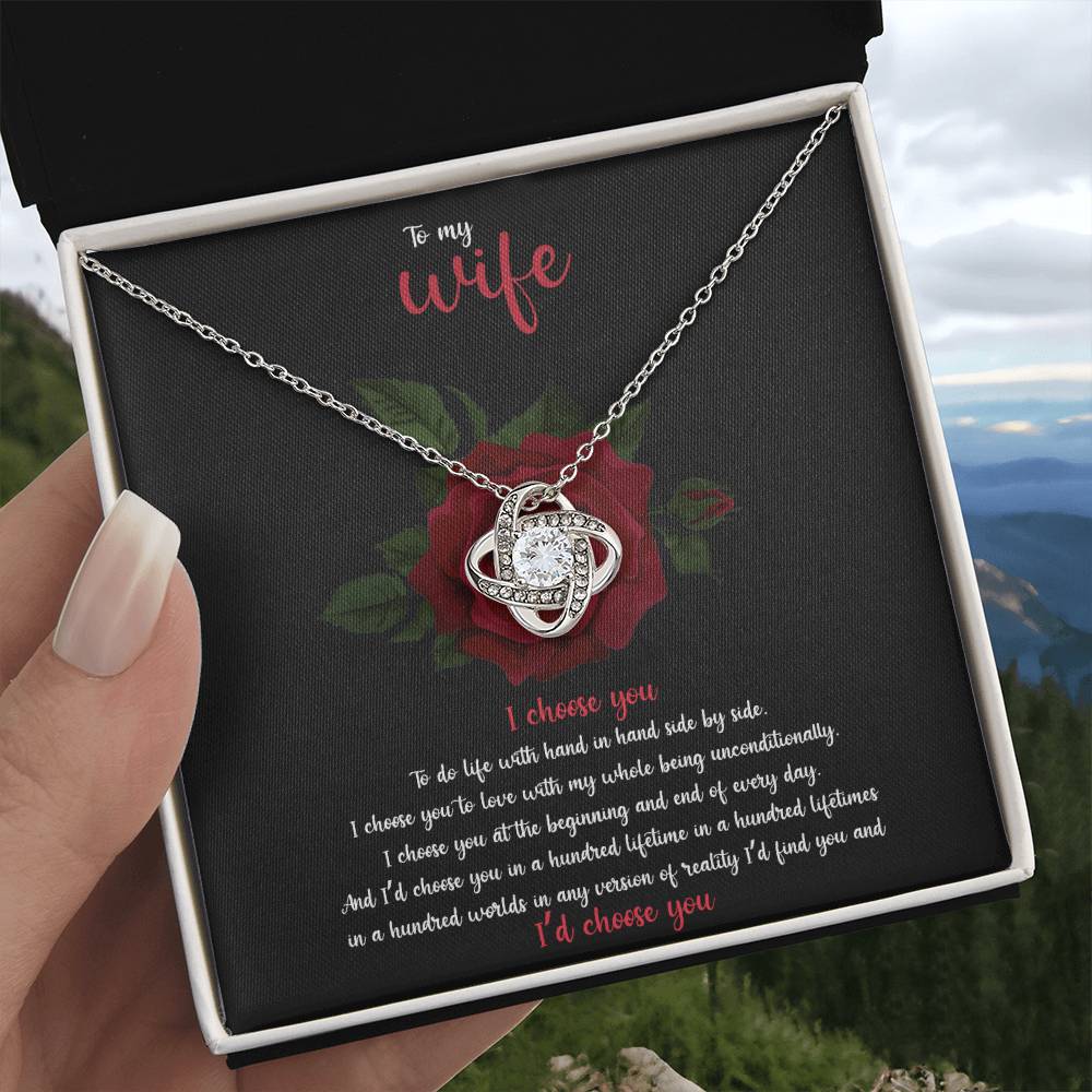 To My Wife Love Knot Necklace, Wife Gift From Husband, Anniversary Gift