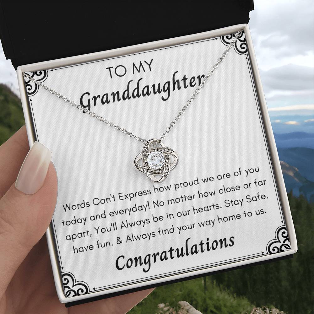 To My Granddaughter Love Knot Necklace
