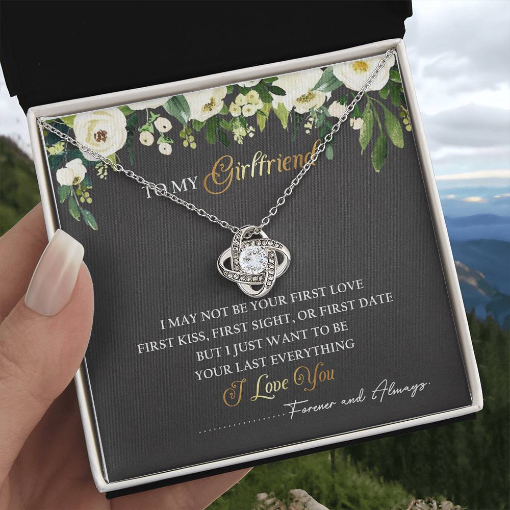 To My Girlfriend I Love You Love Knot Necklace Valentine Message Card Gift