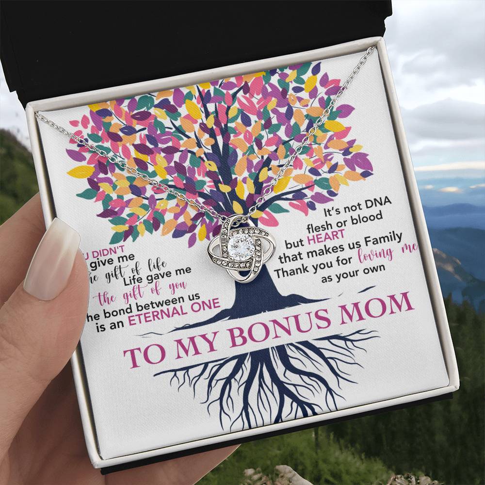 Gift for Bonus Mom Thanks for Loving Me as Your Own - Silver Necklace Message Card