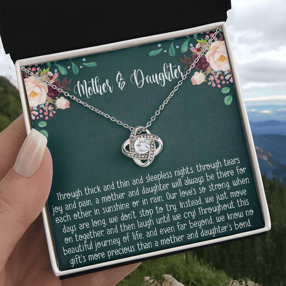 Mother & Daughter Necklace Gift, Mother's Day Gifts for Mom From Daughter, Mom Love Knot Necklace, Birthday Christmas Present
