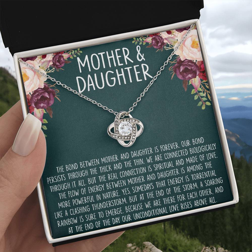 Mother's Day Gift, Mother Daughter Necklace, Gifts for Mom, Mom Love Knot Necklace, Birthday Gift