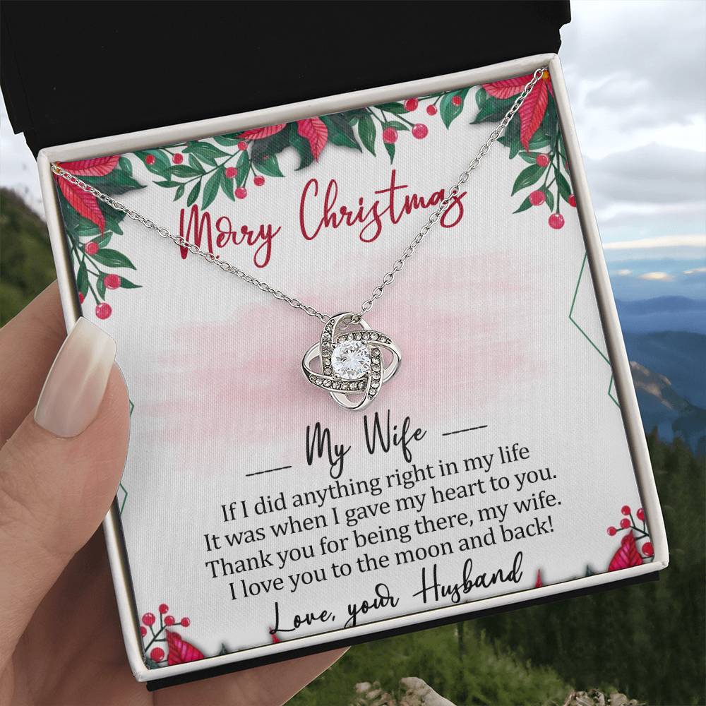 Merry Christmas My Wife Love Knot Necklace Message Card