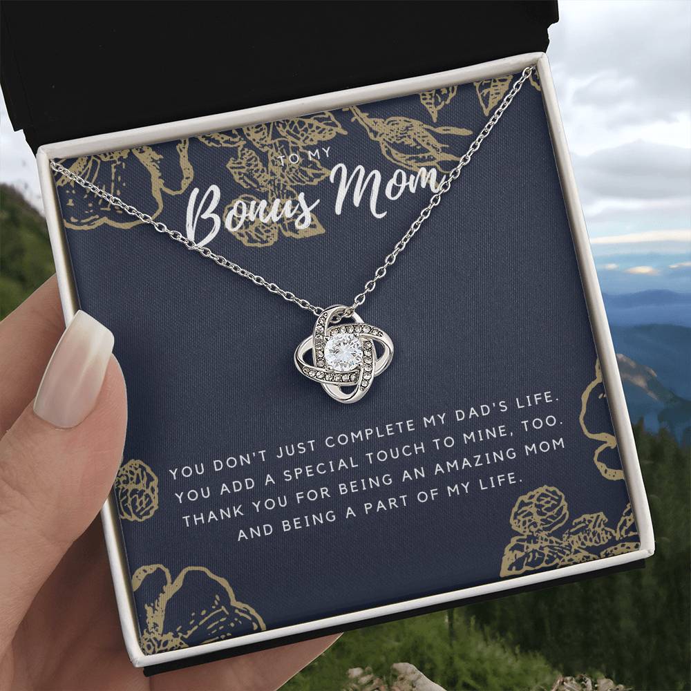 To My Bonus Mom Necklace - Dark Background