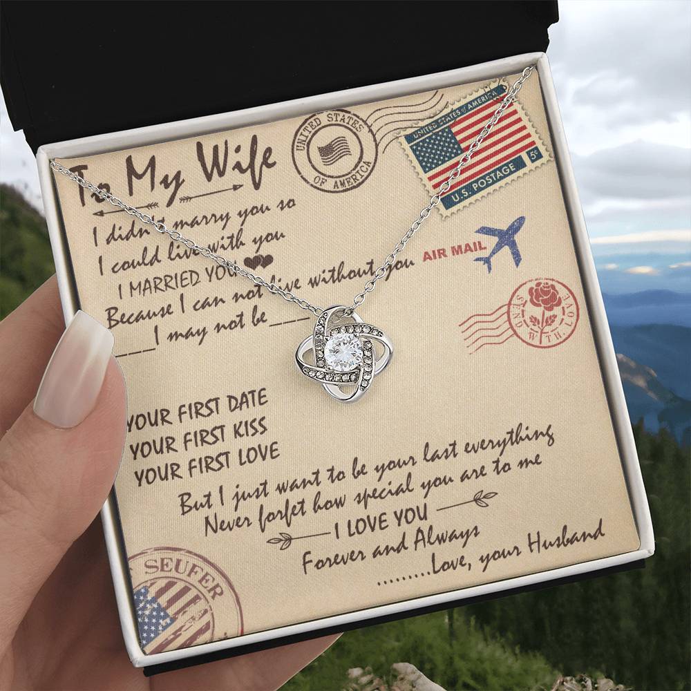To My Wife Love Knot Necklace Message Card